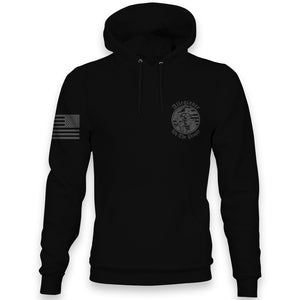 Front view of Allegiance We The People Hoodie with skull patriot design